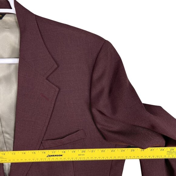 Sutter & Grant Mens 44L Burgundy Wool Blazer Gold Crest Buttons Academia Preppy - Picture 10 of 15